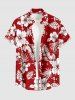 Chemise hawaïenne à imprimé feuilles tropicales et fleurs d'hibiscus avec poche boutonnée pour homme - Rouge 6XL