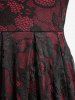 Robe de fête trapèze à superposition de dentelle fleurie - Rouge foncé M