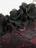 Robe de fête trapèze à superposition de dentelle fleurie - Rouge foncé M