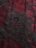 Robe de fête trapèze à superposition de dentelle fleurie - Rouge foncé M