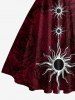 Robe trapèze à lanières croisées, encolure halter, imprimé soleil - Rouge foncé XS