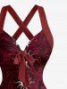 Robe trapèze à lanières croisées, encolure halter, imprimé soleil - Rouge foncé XS