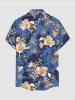 Chemise homme à imprimé floral feuillage hawaïen, boutons et poche - Bleu S