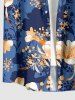 Chemise homme à imprimé floral feuillage hawaïen, boutons et poche - Bleu S