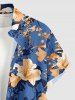 Chemise homme à imprimé floral feuillage hawaïen, boutons et poche - Bleu S