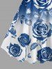 Rose Flower Leaf Ombre Print Hawaii Tank Dress(Adjustable Shoulder Strap) -  