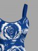 Rose Flower Leaf Ombre Print Hawaii Tank Dress(Adjustable Shoulder Strap) -  