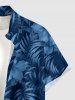 Chemise hawaïenne pour homme à imprimé fleur d'hibiscus et feuilles tropicales, avec boutons et poche - Bleu profond 6XL
