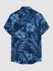 Chemise hawaïenne pour homme à imprimé fleur d'hibiscus et feuilles tropicales, avec boutons et poche - Bleu profond 6XL