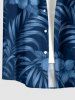 Chemise hawaïenne pour homme à imprimé fleur d'hibiscus et feuilles tropicales, avec boutons et poche - Bleu profond 6XL
