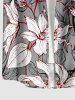 Chemise hawaïenne pour homme à imprimé feuilles et fleurs, avec boutons et poche - Gris 3XL
