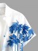 Chemise hawaïenne pour homme à imprimé paysage marin avec cocotier et voilier, poche boutonnée - Bleu 6XL