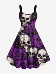 Robe trapèze Hawaii à imprimé crânes, roses et fleurs - Concorde 4X