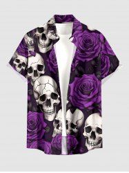 Chemise hawaïenne à poche boutonnée pour homme, imprimé crânes, roses et fleurs - Concorde S