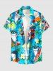 Sharks Coconut Tree Flowers Print Matching Hawaii Beach Outfit For Couples -  