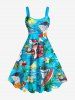 Sharks Coconut Tree Flowers Print Matching Hawaii Beach Outfit For Couples -  