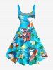 Sharks Coconut Tree Flowers Print Matching Hawaii Beach Outfit For Couples -  