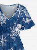 Octopus Anchor Conch Print Hawaii Cruise Split Pocket A Line Midi Dress -  