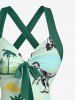 Coconut Tree Dinosaur Sun Print Hawaii Halter Crisscross Strappy A Line Dress -  
