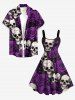 Skulls Rose Flower Print Hawaii A Line Dress -  