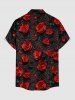 Chemise hawaïenne pour homme à imprimé fleurs de rose 3D, avec boutons et poche - Rouge Vineux L