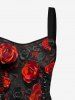 Robe trapèze hawaïenne à lacets à imprimé 3D fleur de rose - Rouge Vineux XS
