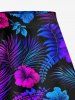 Tropical Leaf Hibiscus Flower Print Hawaii Split A Line Skirt -  