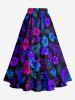 Tropical Leaf Hibiscus Flower Print Hawaii Split A Line Skirt -  