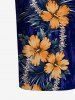 Robe Hawaii imprimé feuilles tropicales et fleurs d'hibiscus - Bleu profond XXS