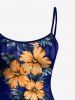Robe Hawaii imprimé feuilles tropicales et fleurs d'hibiscus - Bleu profond XXS