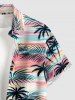 Chemise hawaïenne pour homme à imprimé nuages colorés, feuilles tropicales et cocotiers, avec boutons et poche - Rose clair M