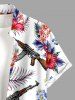 Chemise hawaïenne pour homme avec motifs hibiscus, feuille et pistolet, boutons et poche - Rouge Rose M