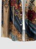 Flowers Clock Tassel Print Buttons Pocket Hawaii Shirt For Men -  