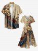 Vintage Flower Tassel Print Split Hawaii Midi Dress -  