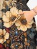Vintage Flower Tassel Print Split Hawaii Midi Dress -  