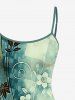 Robe ajustée Hawaii à imprimé feuilles fleuries - Turquoise Foncée 5X