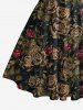 Robe débardeur Hawaï à imprimé feuilles et fleurs de rose, bretelles croisées et nœud - marron foncé XS