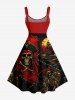 Robe débardeur imprimé Halloween crâne pirate voilier vagues de mer croisière (bretelles ajustables) - Rouge Vineux 3X