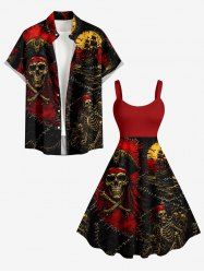 Halloween Skull Pirate Sailboat Sea Waves Cruise Print Matching Outfit -  