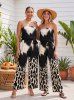 Leopard Ombre Print Hawaii Pocket Jumpsuit with Removable Belt and Shoulder Strap -  