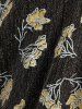 Robe trapèze à lacets, imprimé fleuri, insert scintillant, ceinture amovible - Noir L