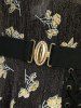 Robe trapèze à lacets, imprimé fleuri, insert scintillant, ceinture amovible - Noir L