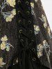 Robe trapèze à lacets, imprimé fleuri, insert scintillant, ceinture amovible - Noir L