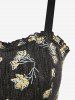 Robe trapèze à imprimé floral avec insert pailleté, laçage et ceinture amovible - Noir XL