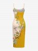 Robe hawaïenne à imprimé fleurs et feuilles - Deep Yellow XXS