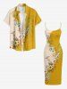 Robe hawaïenne à imprimé fleurs et feuilles - Deep Yellow XXS