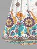 Robe cami hawaïenne à imprimé fleurs et feuilles, décolleté croisé - Blanc 1X