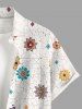 Flowers Leaf Print Buttons Pocket Shirt Hawaii For Men -  