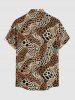 Chemise à poche boutonnée Hawaii imprimé léopard pour homme - Brun 6XL