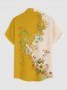Chemise hawaïenne homme à imprimé fleurs et feuilles, avec boutons et poche - Deep Yellow 2XL
